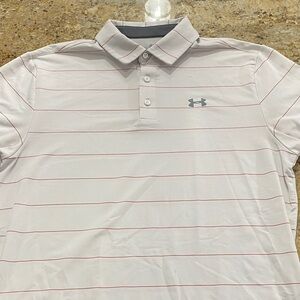 Under Armour Men's Polo Shirt - White with Red Stripes